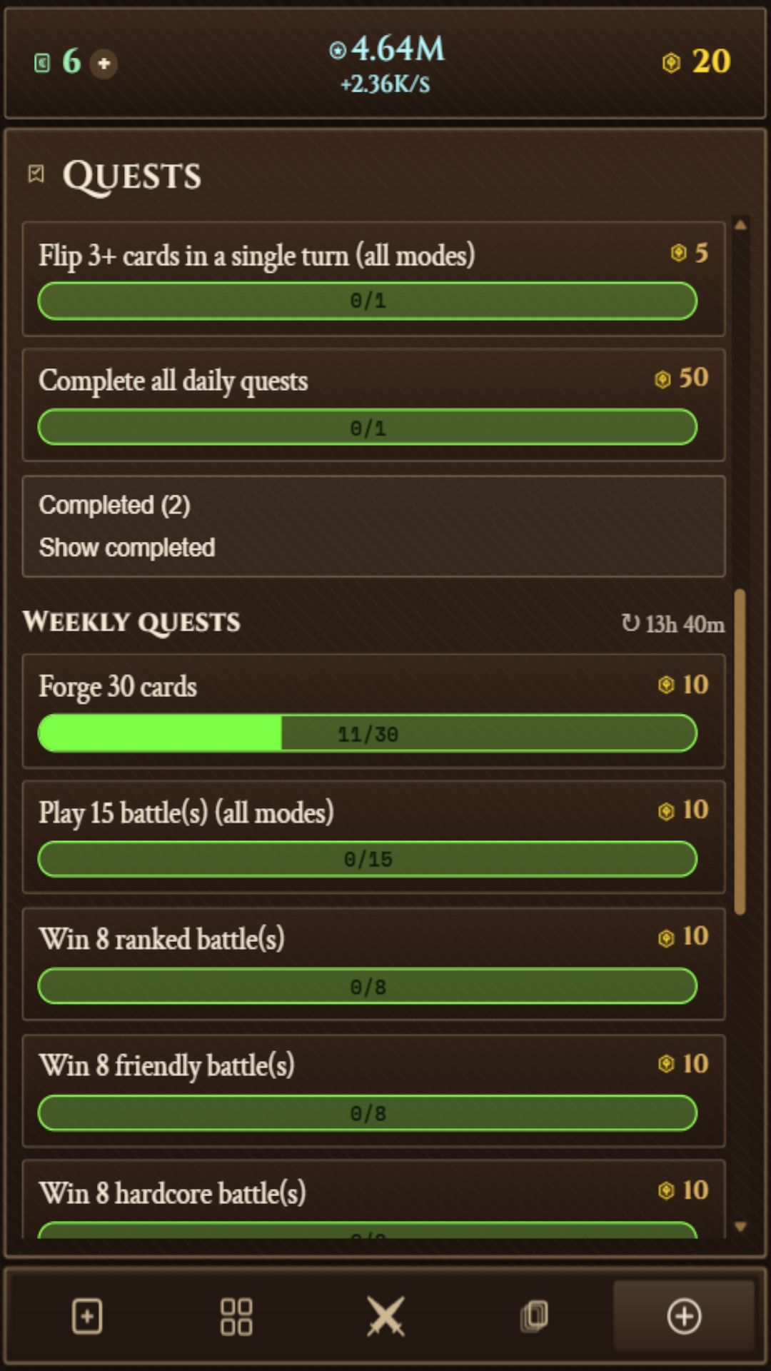 Daily and weekly quests